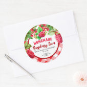 Red Rustic Gingham Raspberry Jam Jar Label Runder Aufkleber (Umschlag)