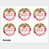 Red Rustic Gingham Raspberry Jam Jar Label Runder Aufkleber (Blatt)