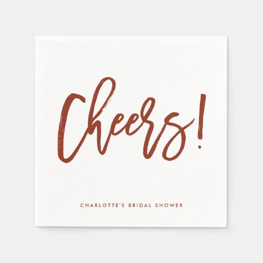 Red Rustic Hand Letter Cheers Wedding Serviette (Vorderseite)