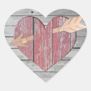 Red Rustic Heart Stickers