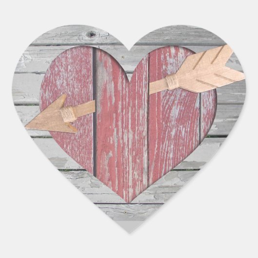 Red Rustic Heart Stickers (Vorderseite)