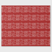 Red Rustic Holly Wrapping Paper Geschenkpapier (Flach)