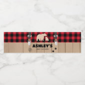 Red Rustic Kariert Lumberjack Baby Dusche Wasserflaschenetikett (Einzelnes Label)