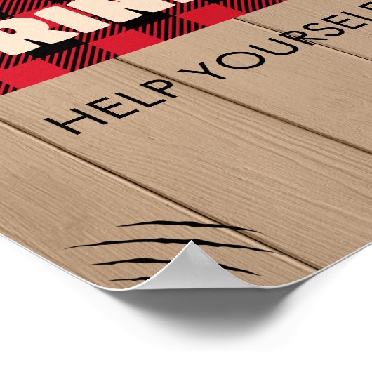 Red Rustic Kariert Lumberjack Baby Shower Drinks Poster (Ecke)