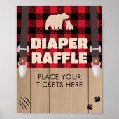 Red Rustic Kariert Lumberjack Diaper Raffle Poster (Vorne)
