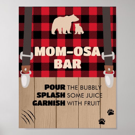Red Rustic Kariert Lumberjack Mama Osa Bar Poster (Vorne)