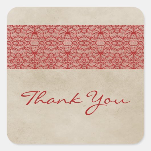 Red Rustic Lace Danke Stickers (Vorderseite)