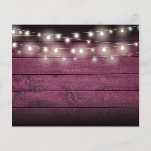 Red Rustic Lights Foto Hochzeit Einladung (Rückseite)