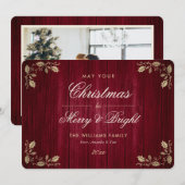 Red Rustic Merry and Bright Foto Weihnachten (Vorne/Hinten)