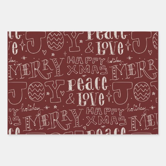 red rustic pattern Merry Christmas Geschenkpapier Set (Vorderseite 2)
