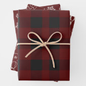 red rustic pattern Merry Christmas Geschenkpapier Set (Beispiel)