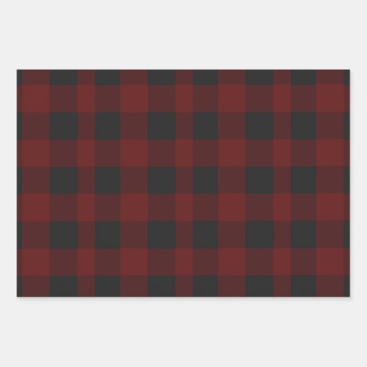 red rustic pattern Merry Christmas Geschenkpapier Set (Vorderseite)