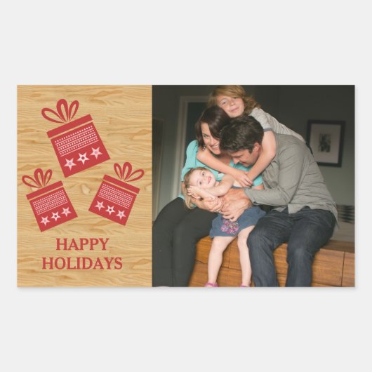 Red Rustic Presets Holiday Foto Stickers (Vorderseite)