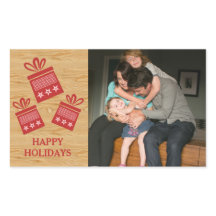 Red Rustic Presets Holiday Foto Stickers