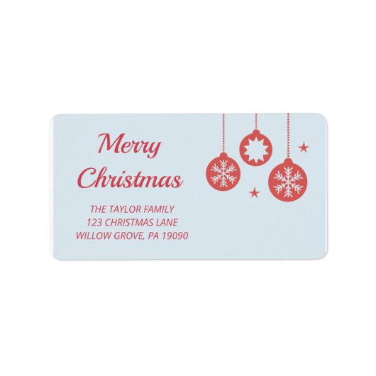Red Rustic Snowflake Weihnachtslabel Adressaufkleber (Vorne)