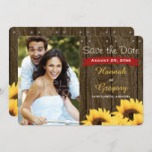RED RUSTIC SUNFLOWER SAVE THE DATE CARD (Vorne/Hinten)