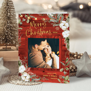 Red Rustic Weihnachten   Winter Floral und Foto