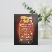 Red Rustic Whimsical Mason Jar Save the Date Ankündigungspostkarte (Stehend Vorderseite)