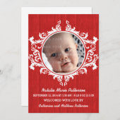 Red Rustic Wirbel Baby Ankündigung (Vorne/Hinten)