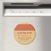 Red Rustic Zickzack Save the Date Magnet (In Situ (Geschirrspüler))