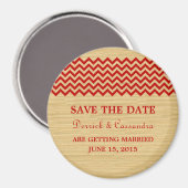 Red Rustic Zickzack Save the Date Magnet (Vorderseite/Rückseite)