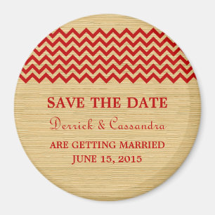 Red Rustic Zickzack Save the Date Magnet