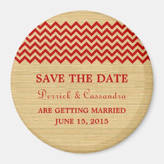 Red Rustic Zickzack Save the Date Magnet (Vorne)