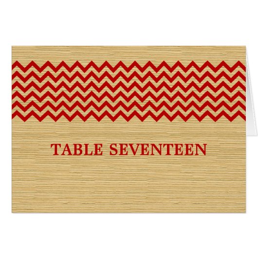 Red Rustic Zickzack Tischnummer Card (Vorderseite (Horizontal))