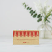 Red Rustic Zickzack Wedding Platzkarte (Stehend Vorderseite)