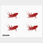 Red Ryukin Goldfish Ovaler Aufkleber (Blatt)
