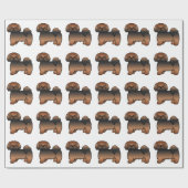 Red Sable Lhasa Apso Cartoon Dog Muster Geschenkpapier (Flach)