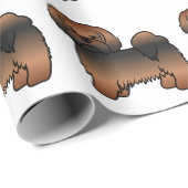 Red Sable Lhasa Apso Cartoon Dog Muster Geschenkpapier (Rolleneckpunkt)