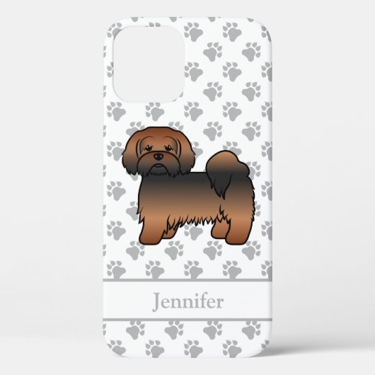 Red Sable Lhasa Apso Cartoon Dog & Name Case-Mate iPhone Hülle (Rückseite)