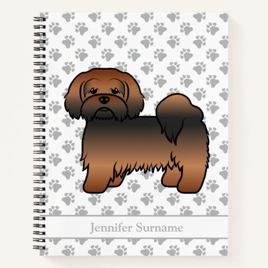 Red Sable Lhasa Apso Cartoon Dog & Name Notizblock (Vorderseite)