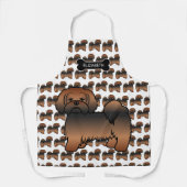 Red Sable Lhasa Apso Cartoon Dog & Name Schürze (Vorderseite)