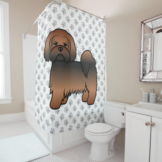 Red Sable Lhasa Apso Niedlich Cartoon Dog Duschvorhang (Beispiel)