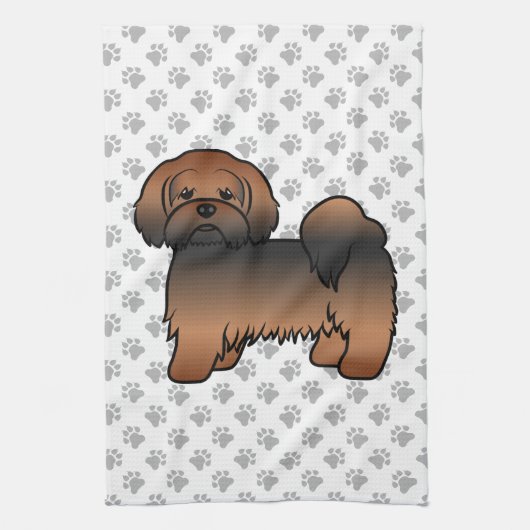 Red Sable Lhasa Apso Niedlich Cartoon Dog Geschirrtuch (Vertikal)