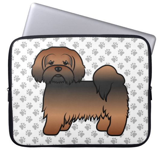 Red Sable Lhasa Apso Niedlich Cartoon Dog Laptopschutzhülle (Vorderseite)