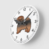Red Sable Lhasa Apso Niedlich Cartoon Dog Runde Wanduhr (Winkel)