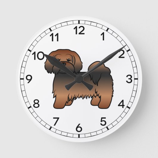 Red Sable Lhasa Apso Niedlich Cartoon Dog Runde Wanduhr (Vorderseite)