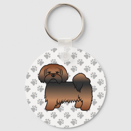 Red Sable Lhasa Apso Niedlich Cartoon Dog Schlüsselanhänger (Vorderseite)