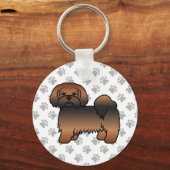 Red Sable Lhasa Apso Niedlich Cartoon Dog Schlüsselanhänger (Vorderseite)