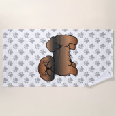 Red Sable Lhasa Apso Niedlich Cartoon Dog Strandtuch (Vorderseite)
