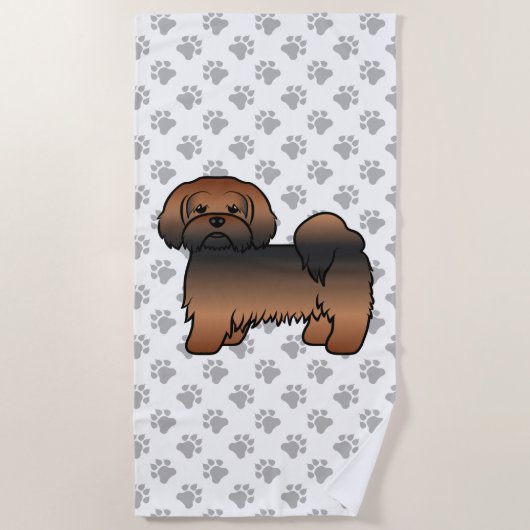 Red Sable Lhasa Apso Niedlich Cartoon Dog Strandtuch (Vorderseite)