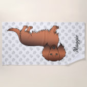 Red Sable Long Hair Dackel Cartoon Dog & Name Strandtuch (Vorderseite)
