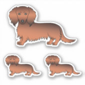 Red Sable Long Hair Dackel Cartoon Hunde Aufkleber (Vorderseite)