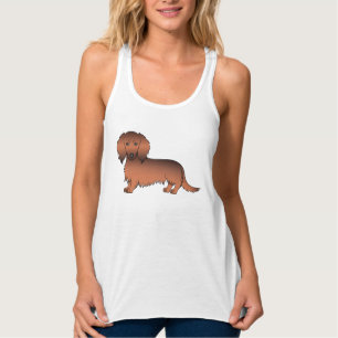 Red Sable Long Hair Dackel Niedlich Cartoon Dog Tank Top