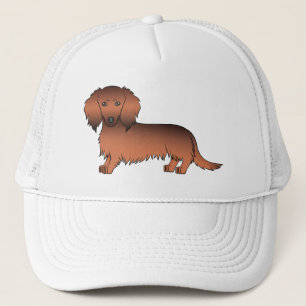 Red Sable Long Hair Dackel Niedlich Cartoon Dog Truckerkappe