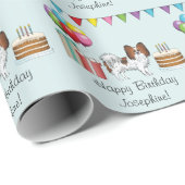 Red Sable Papillon Happy Dog Bunter Geburtstag Geschenkpapier (Rolleneckpunkt)