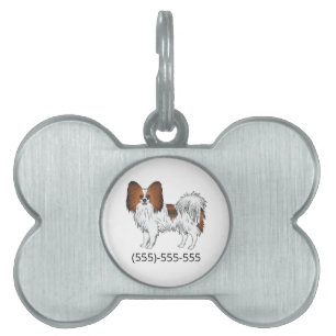 Red Sable Papillon Niedlich Hund und Telefonnummer Tiermarke